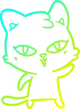 cold gradient line drawing cartoon cat vector