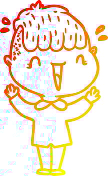 warm gradient line drawing cartoon happy boy surprised vector