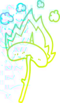 cold gradient line drawing cartoon hot dog vector