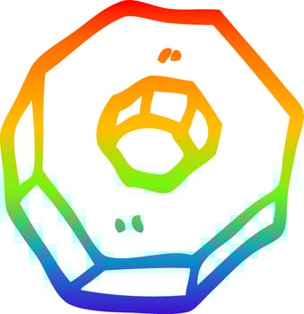 rainbow gradient line drawing cartoon nut vector