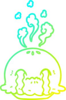 cold gradient line drawing cartoon crying pie vector