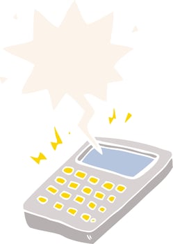cartoon calculator and speech bubble in retro style vector