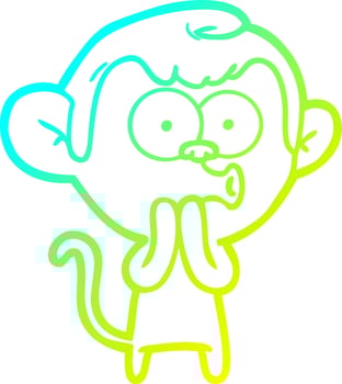 cold gradient line drawing cartoon hooting monkey vector