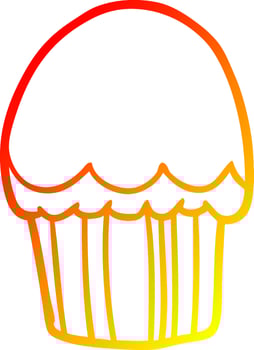 warm gradient line drawing Cartoon cupcake vector
