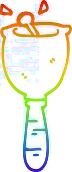 rainbow gradient line drawing cartoon ringing bell vector