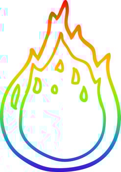 rainbow gradient line drawing cartoon fire vector