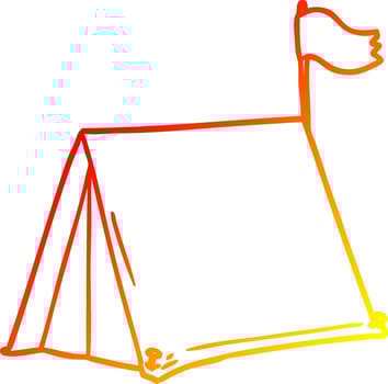 warm gradient line drawing cartoon tent vector