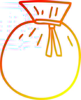 warm gradient line drawing cartoon tied sack vector