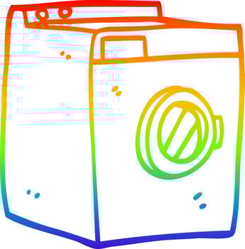 rainbow gradient line drawing cartoon washing machine vector