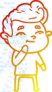 warm gradient line drawing happy cartoon man vector