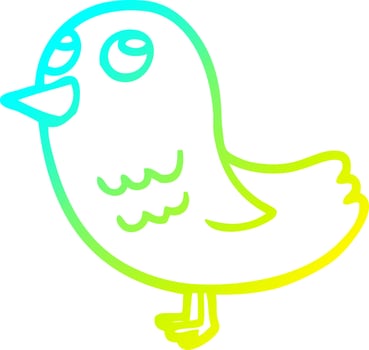 cold gradient line drawing cartoon bird looking up vector