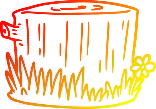 warm gradient line drawing cartoon tree stump vector