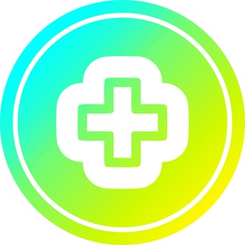 addition symbol circular in cold gradient spectrum vector