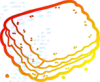 warm gradient line drawing cartoon biscuit vector