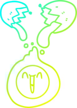 cold gradient line drawing cartoon cracked egg vector