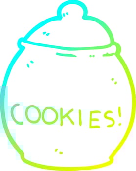 cold gradient line drawing cartoon cookie jar vector