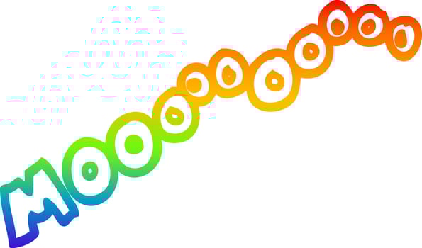 rainbow gradient line drawing cartoon moo noise vector