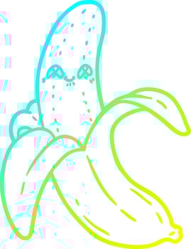 cold gradient line drawing cartoon crazy happy banana vector