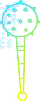 cold gradient line drawing cartoon medieval mace vector
