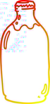 warm gradient line drawing cartoon milk bottle vector