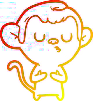 warm gradient line drawing cartoon monkey vector