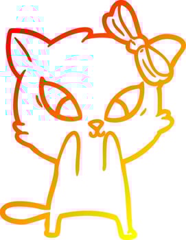 warm gradient line drawing cartoon cat vector