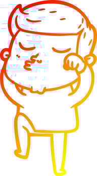 warm gradient line drawing cartoon model guy pouting vector