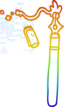 rainbow gradient line drawing cartoon fountain pen vector
