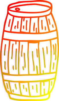 warm gradient line drawing cartoon beer barrel vector