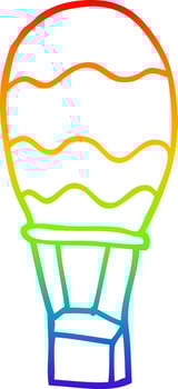 rainbow gradient line drawing cartoon hot air balloon vector