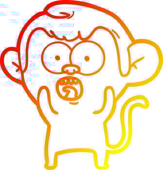 warm gradient line drawing cartoon shocked monkey vector