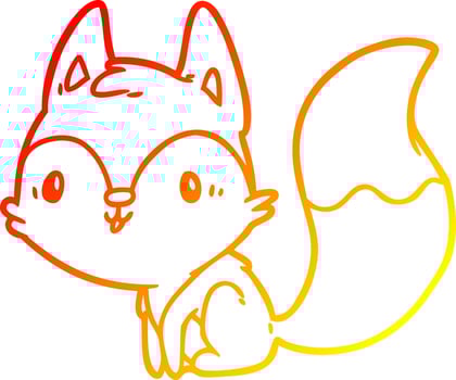 warm gradient line drawing cute fox vector