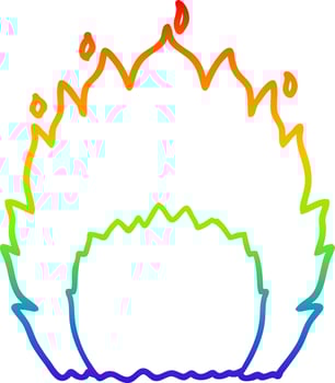 rainbow gradient line drawing cartoon fire vector