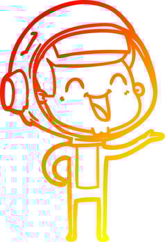 warm gradient line drawing happy cartoon astronaut vector