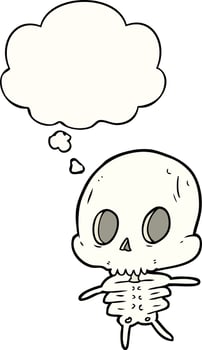 cartoon skeleton and thought bubble vector