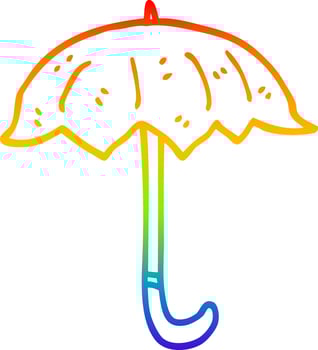 rainbow gradient line drawing cartoon open umbrella vector