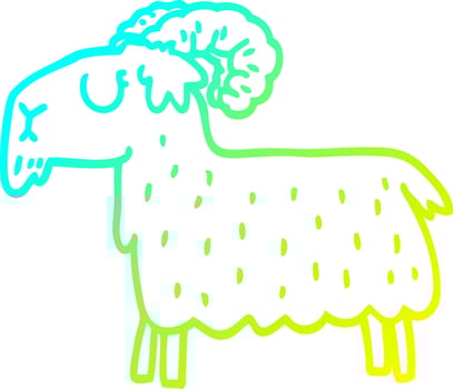 cold gradient line drawing cartoon black goat vector