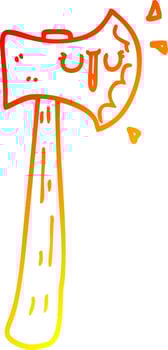 warm gradient line drawing cartoon axe vector