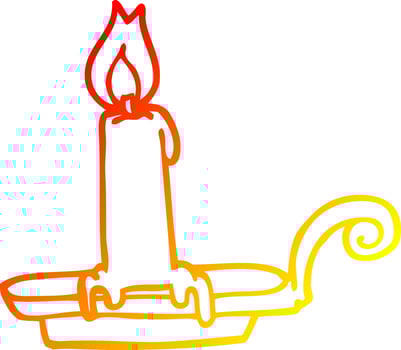 warm gradient line drawing cartoon burning candle vector