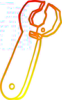 warm gradient line drawing cartoon spanner tool vector