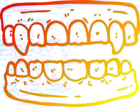warm gradient line drawing cartoon vampire teeth vector
