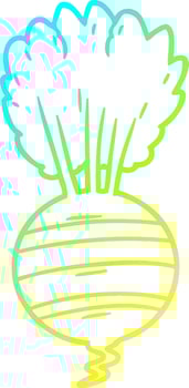 cold gradient line drawing cartoon root vegetable vector