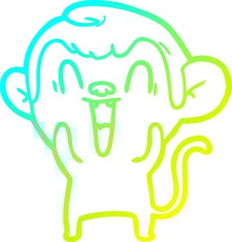 cold gradient line drawing cartoon laughing monkey vector