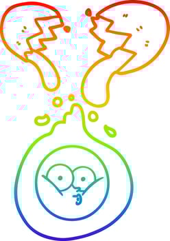 rainbow gradient line drawing cartoon cracked egg vector