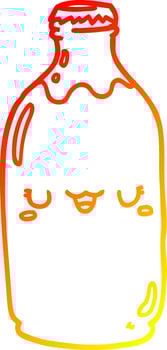 warm gradient line drawing cute cartoon milk bottle vector