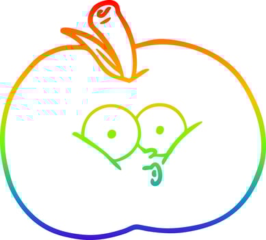 rainbow gradient line drawing cartoon apple vector