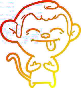 warm gradient line drawing funny cartoon monkey vector