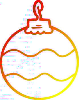warm gradient line drawing cartoon christmas bauble vector