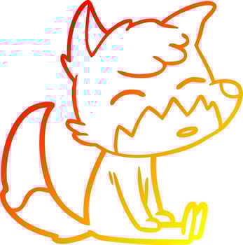 warm gradient line drawing cartoon fox sitting vector