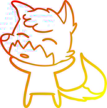 warm gradient line drawing cartoon fox vector